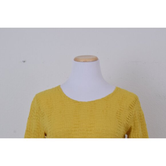 Vintage 90s Golden Yellow Polyester Scoop Neck shirt | size medium - Picture 6 of 10